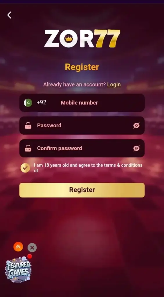 ZOR777 Registration